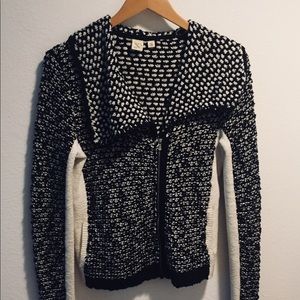 Anthropologie black and white sweater jacket